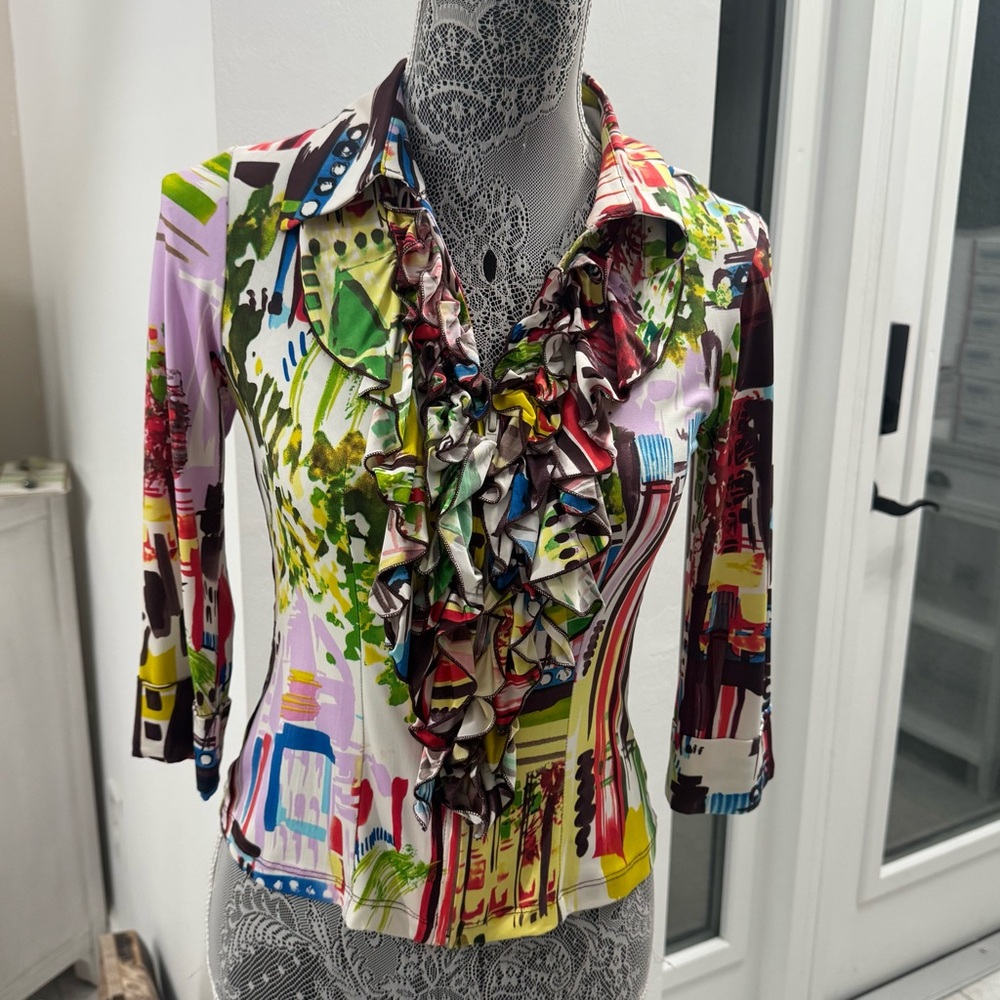 Vibrant Multicolor Ruffled Blouse